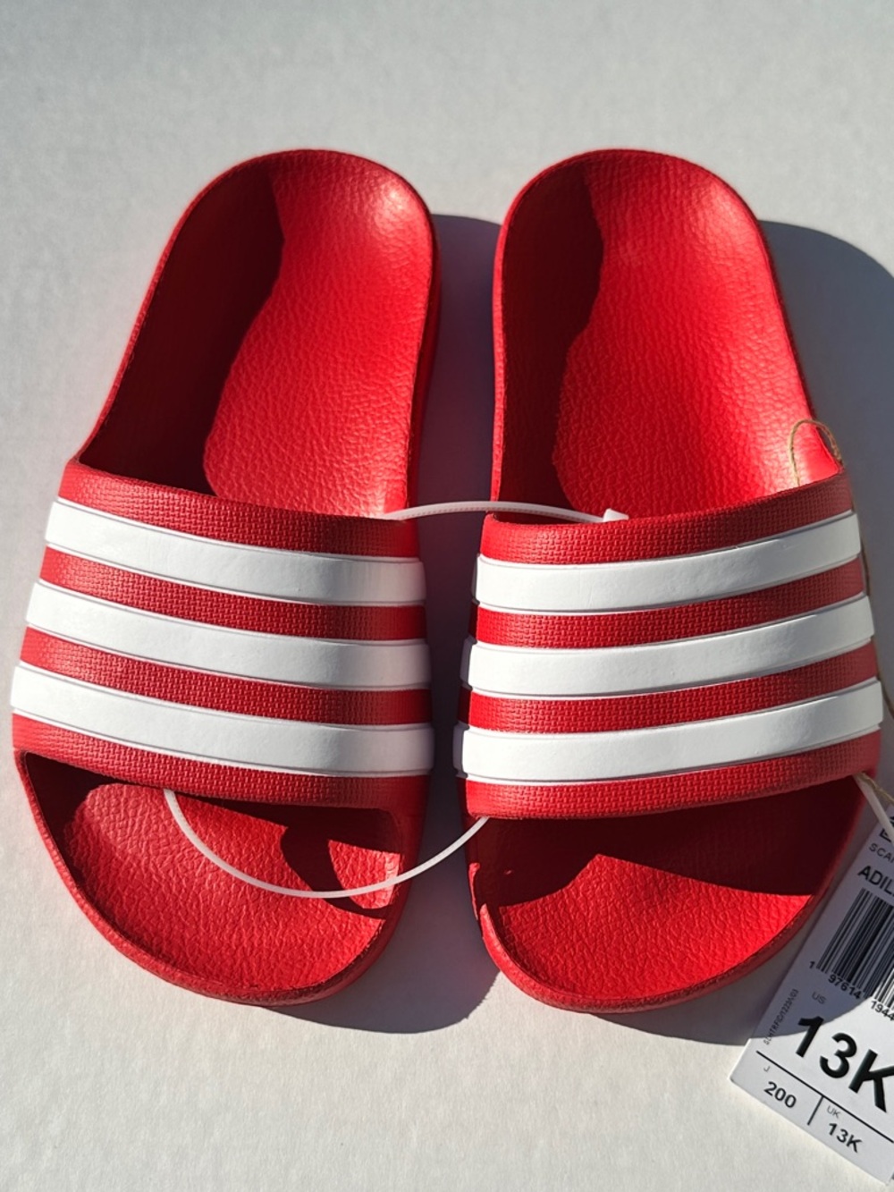 Adidas Adilette Unisex Red Slide Sandal Flip Flop - Youth Kids 13C / 13K